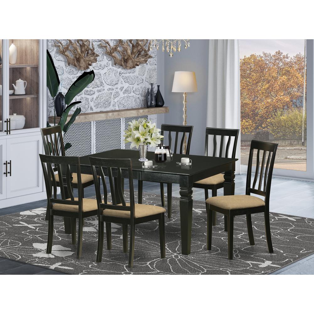 WEAN7-BLK-C 7 Pc Table set -Dining Table and 6 Dining Chairs. Picture 2