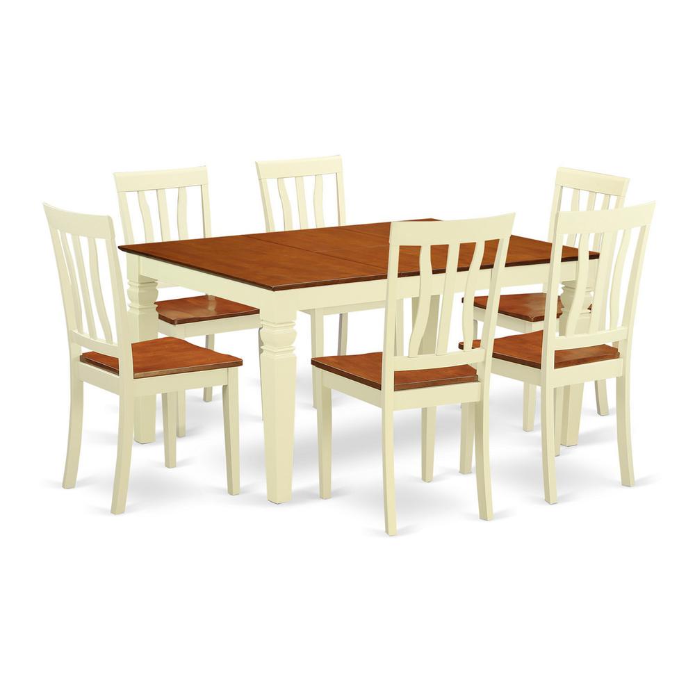 7  Pc  Dining  set  with  a  Kitchen  Table  and  6  Wood  Kitchen  Chairs  in  Buttermilk  and  Cherry. Picture 2