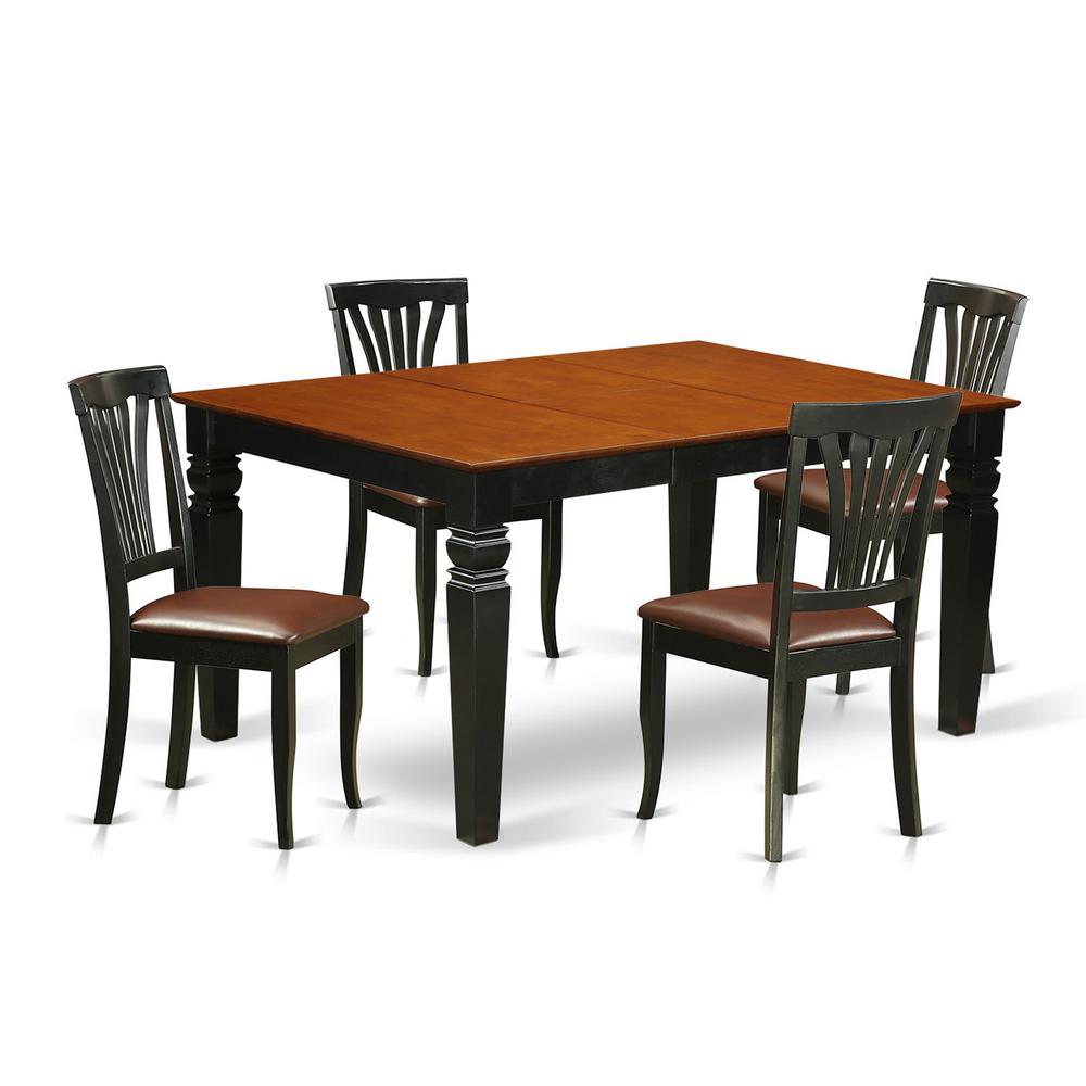5  Pc  Kitchen  table  set  with  a  Kitchen  Table  and  4  Leather  Dining  Chairs  in  Black. Picture 2
