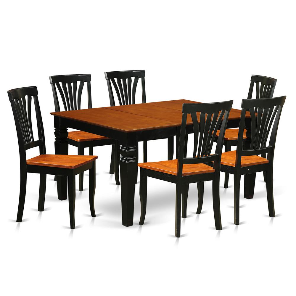 7  Pc  Kitchen  table  set  with  a  Kitchen  Table  and  6  Wood  Dining  Chairs  in  Black. Picture 2