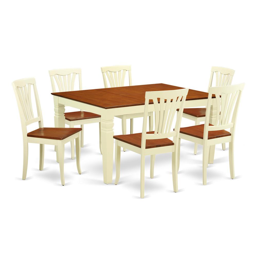 7  Pc  Kitchen  table  set  with  a  Dinning  Table  and  6  Wood  Dining  Chairs  in  Buttermilk  and  Cherry. Picture 2