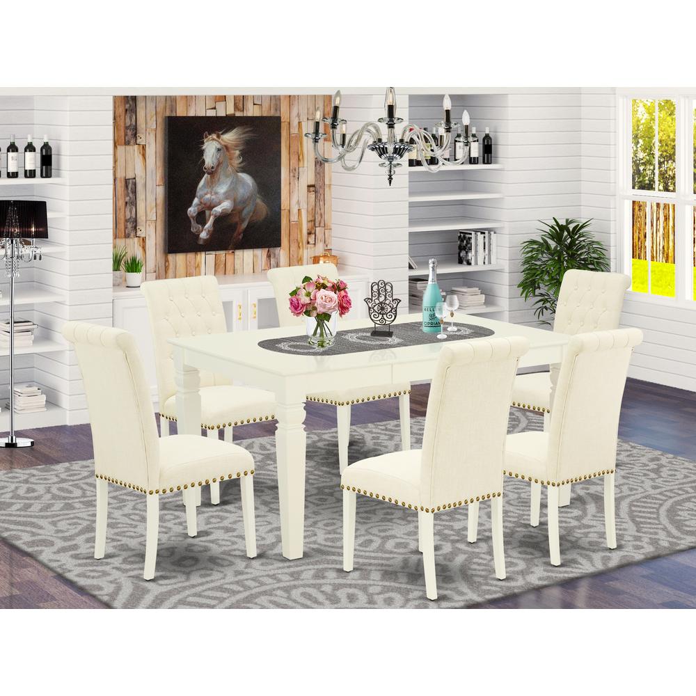 Dining Room Set Linen White, WEBR7-WHI-02. Picture 2