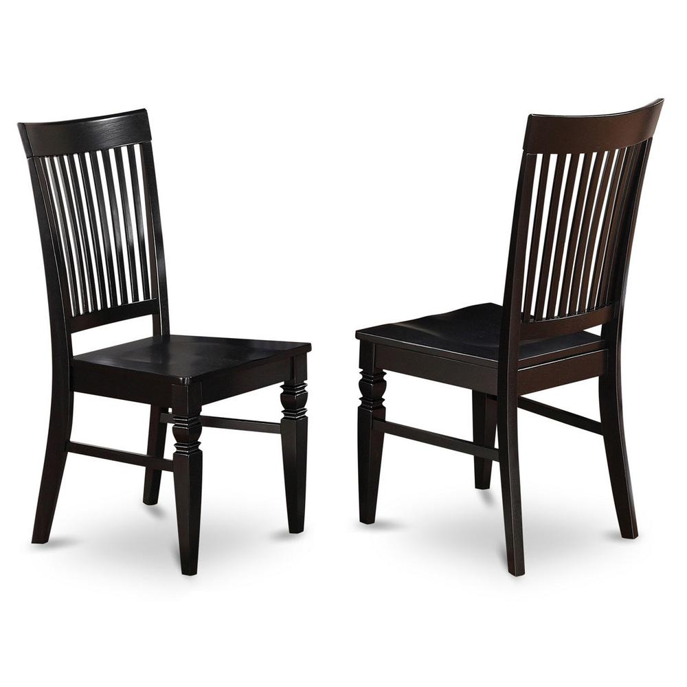 Weston  Dining  Wood  Seat  Chair  with  Slatted  Back  in  Black  Finish,  Set  of  2. Picture 2