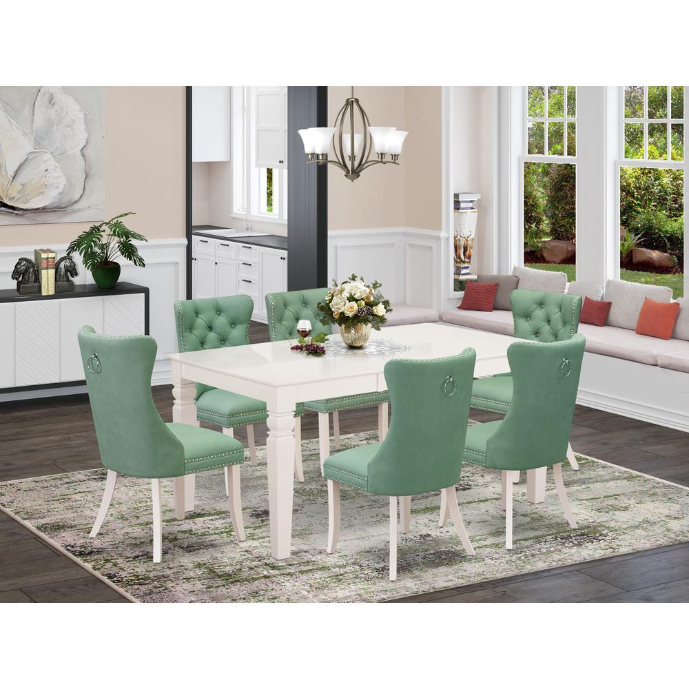 7 Piece Dining Table Set Contains a Rectangle Kitchen Table with Butterfly Leaf. Picture 7