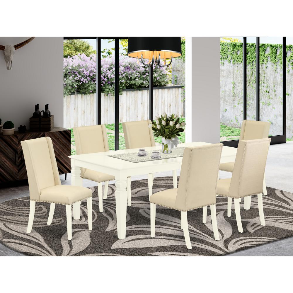 Dining Room Set Linen White, WEFL7-WHI-01. Picture 2