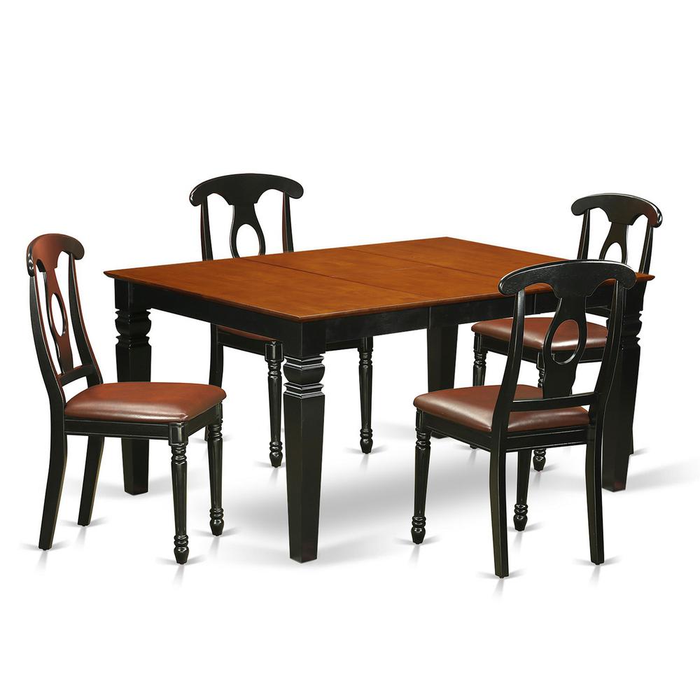 5  Pc  Dinette  set  with  a  Dinning  Table  and  4  Leather  Kitchen  Chairs  in  Black. Picture 2