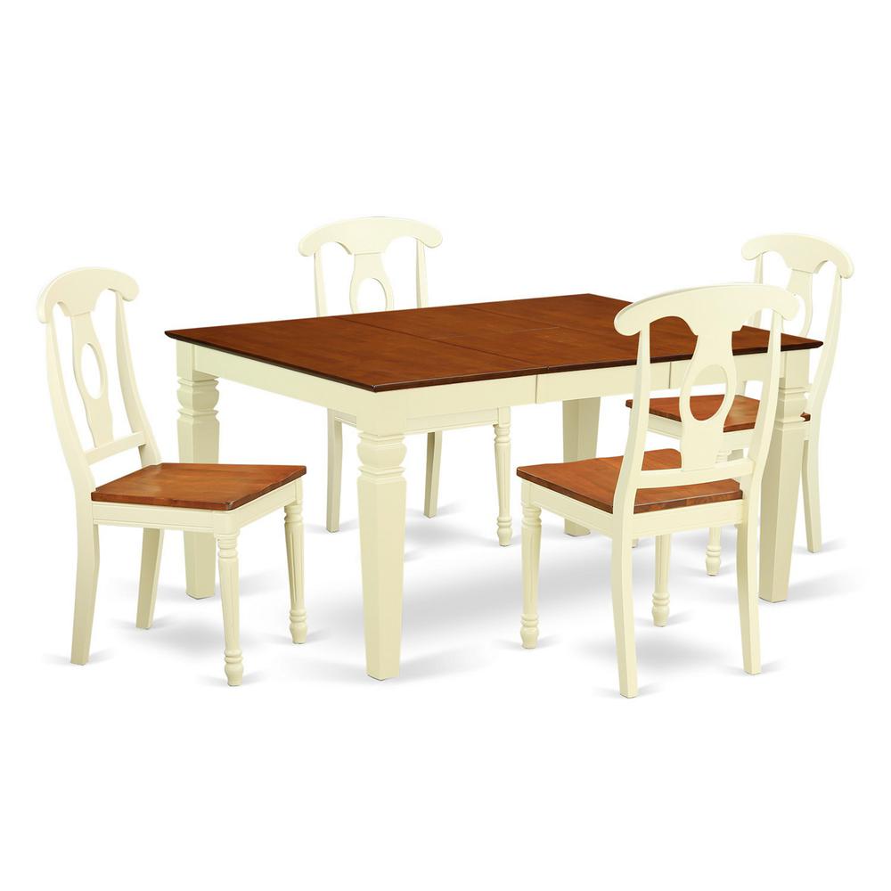 5  Pc  Kitchen  table  set  with  a  Dinning  Table  and  4  Wood  Dining  Chairs  in  Buttermilk  and  Cherry. Picture 2