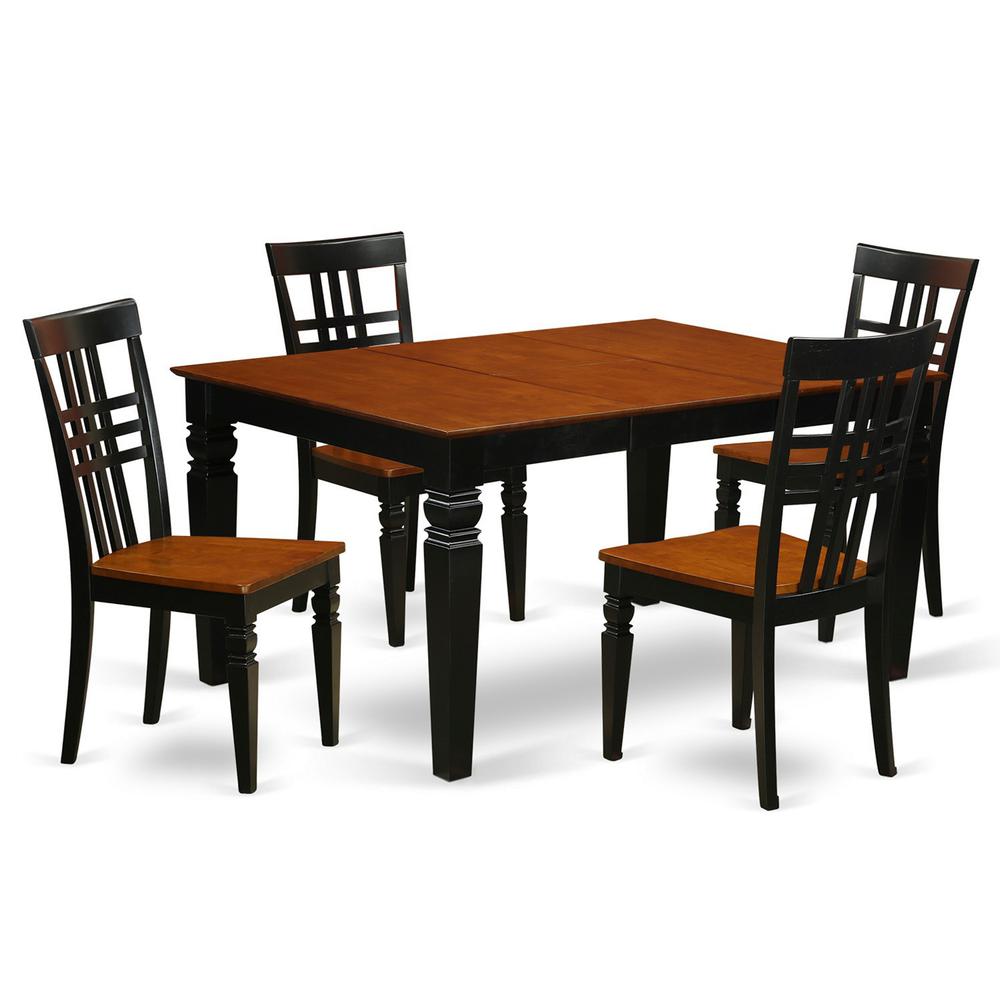 5  Pc  Dining  set  with  a  Dinning  Table  and  4  Wood  Dining  Chairs  in  Black. Picture 2
