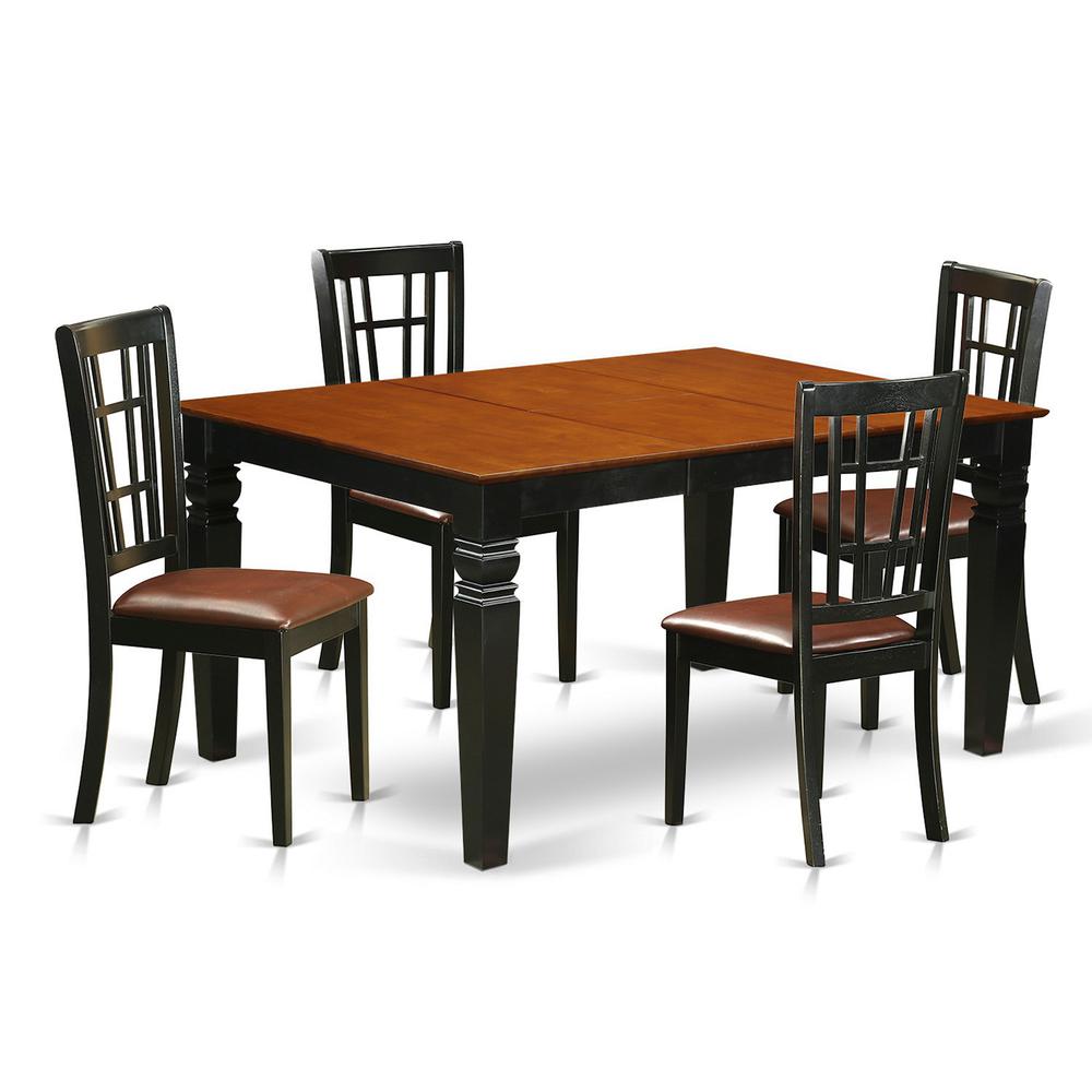 5  Pc  Kitchen  table  set  with  a  Dinning  Table  and  4  Leather  Dining  Chairs  in  Black. Picture 2