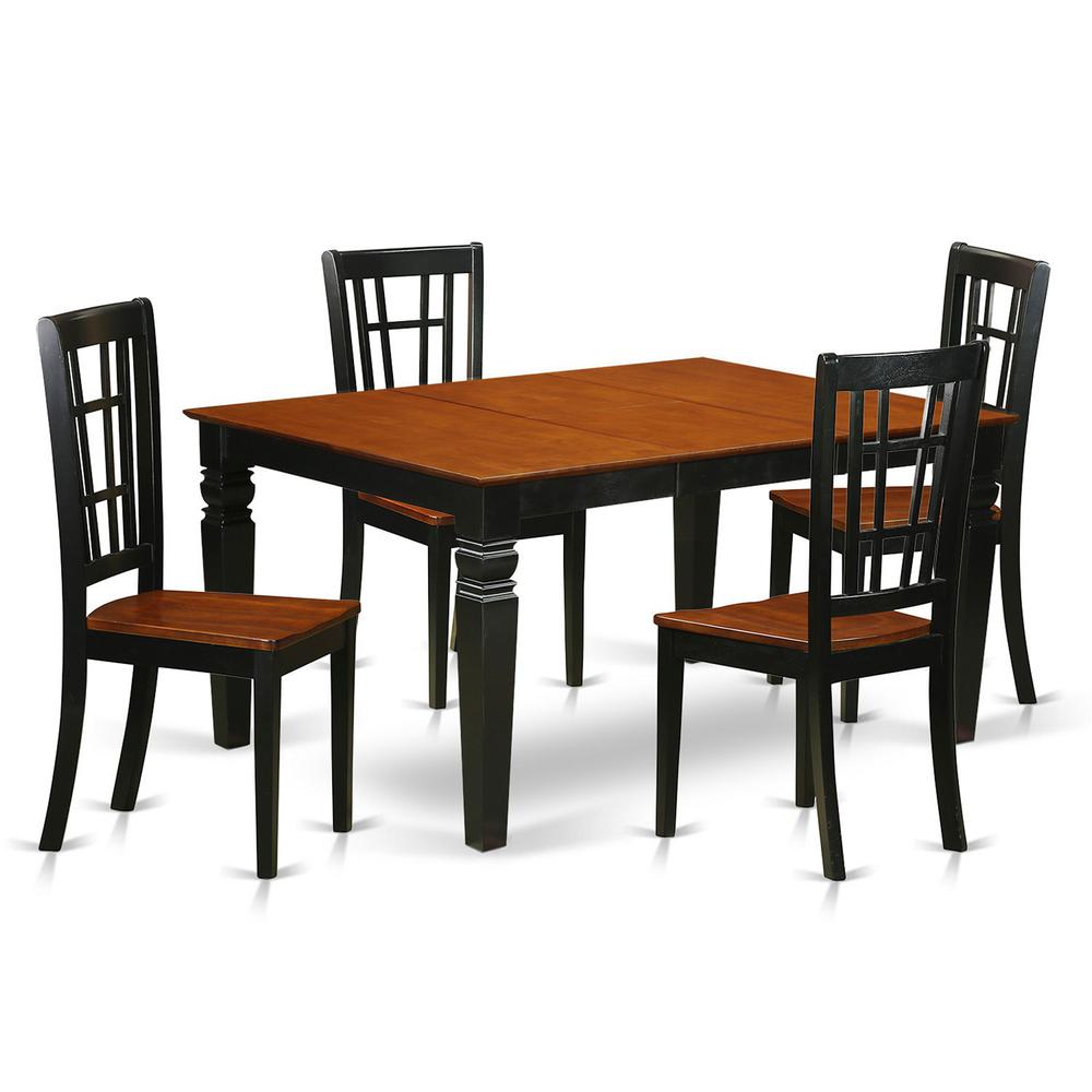 5  Pc  Dining  set  with  a  Dinning  Table  and  4  Wood  Kitchen  Chairs  in  Black. Picture 2