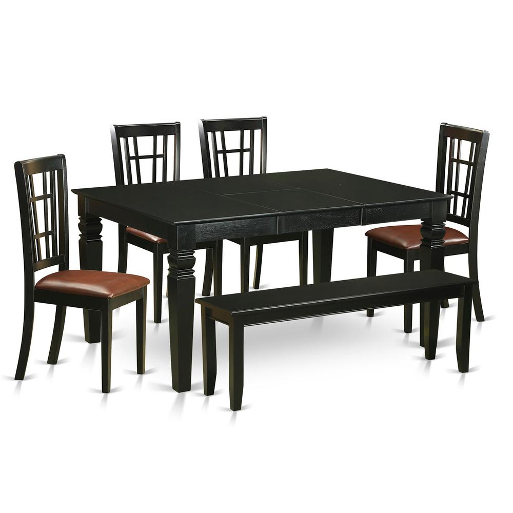 6-Pc  Kitchen  table  set  -  Kitchen  dinette  Table  and  4  Dining  Chairs  coupled  with  Bench. Picture 2