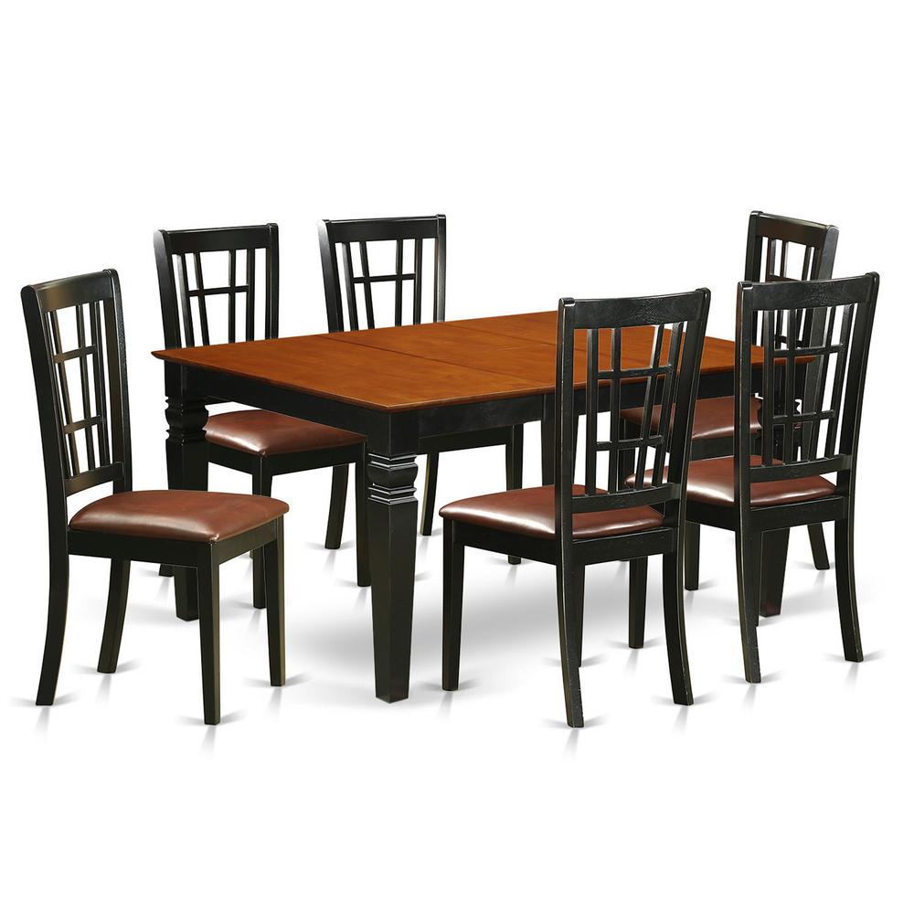 7  Pc  Kitchen  table  set  with  a  Kitchen  Table  and  6  Leather  Dining  Chairs  in  Black. Picture 2