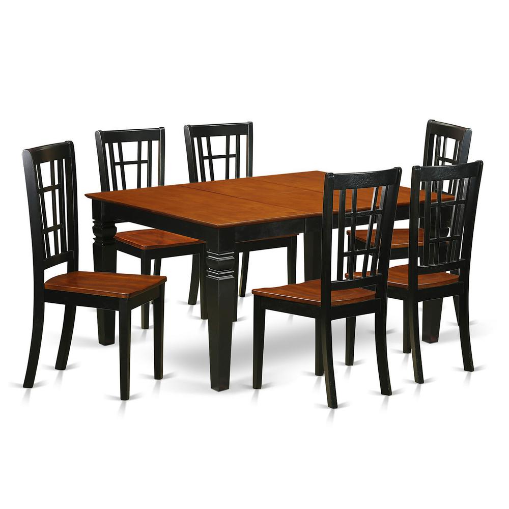 7  Pc  Kitchen  table  set  with  a  Dining  Table  and  6  Wood  Dining  Chairs  in  Black. Picture 2