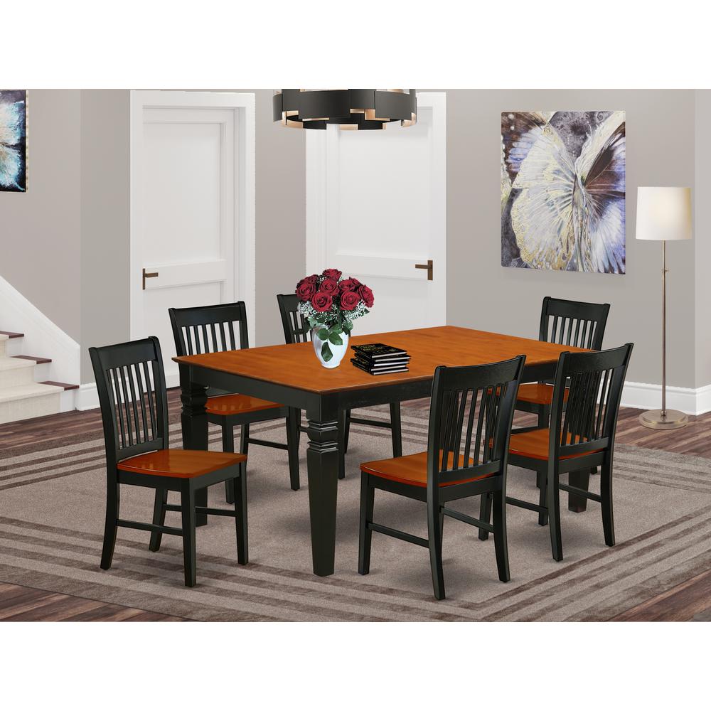 Dining Room Set Black & Cherry, WENO7-BCH-W. Picture 2