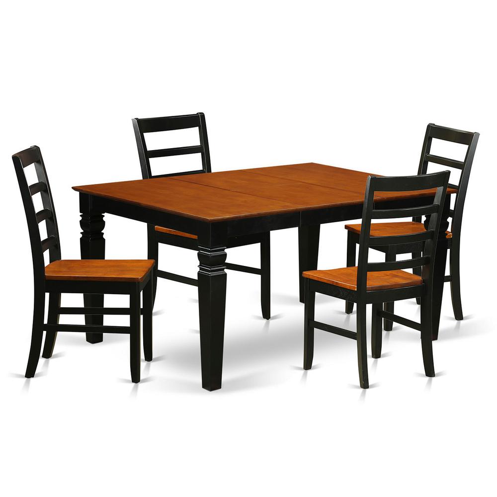 5  Pc  Dinette  set  with  a  Dining  Table  and  4  Wood  Dining  Chairs  in  Black. Picture 2