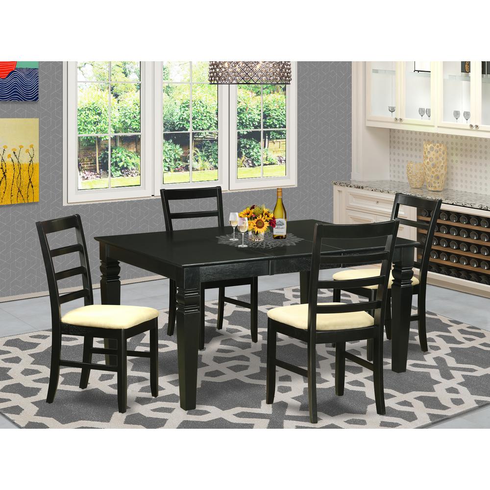 WEPF5-BLK-C 5 PC small Kitchen Table set - Table and 4 Dining Chairs. Picture 2