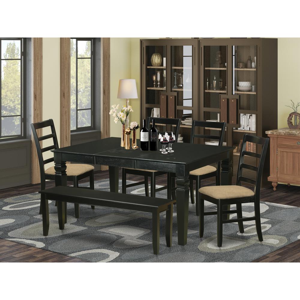 WEPF6D-BLK-C 6-Pc Kitchen nook Dining set - Small Kitchen Table and 4 Kitchen Chairs with Bench. Picture 2