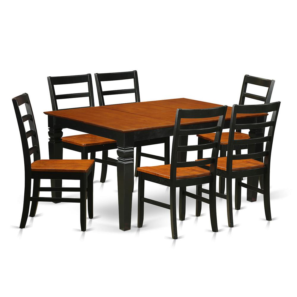 7  Pc  Kitchen  table  set  with  a  Dining  Table  and  6  Wood  Dining  Chairs  in  Black. Picture 2