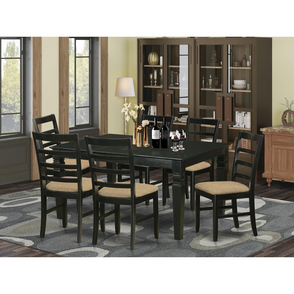 WEPF7-BLK-C 7 Pc dinette set for 6-Dining Table and 6 dinette Chairs. Picture 2