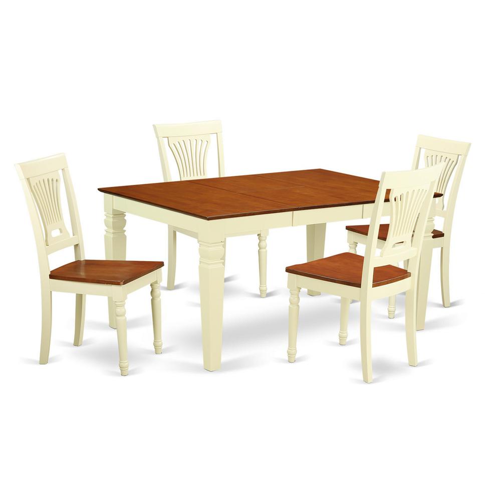 5  Pc  Kitchen  table  set  with  a  Dining  Table  and  4  Wood  Kitchen  Chairs  in  Buttermilk  and  Cherry. Picture 2