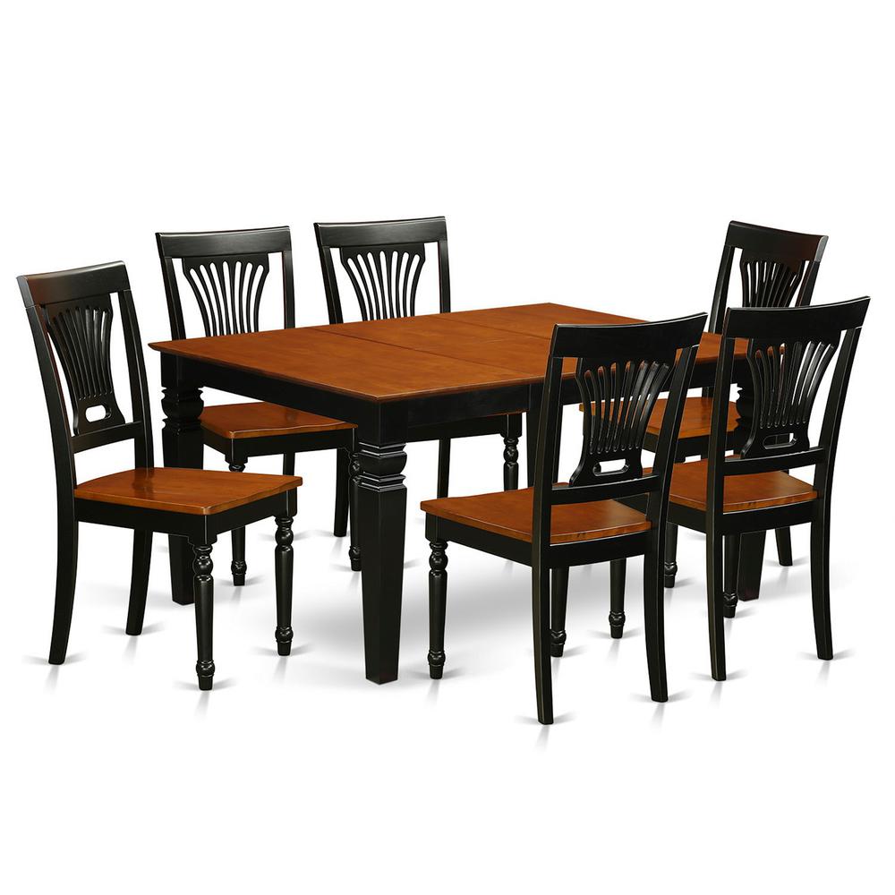 7  Pc  Dining  Room  set  with  a  Dining  Table  and  6  Wood  Kitchen  Chairs  in  Black. Picture 2