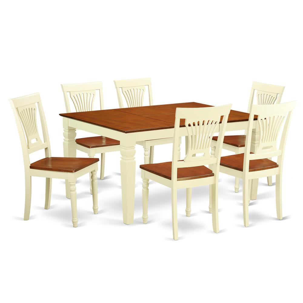 7  Pc  Kitchen  table  set  with  a  Dining  Table  and  6  Wood  Kitchen  Chairs  in  Buttermilk  and  Cherry. Picture 2