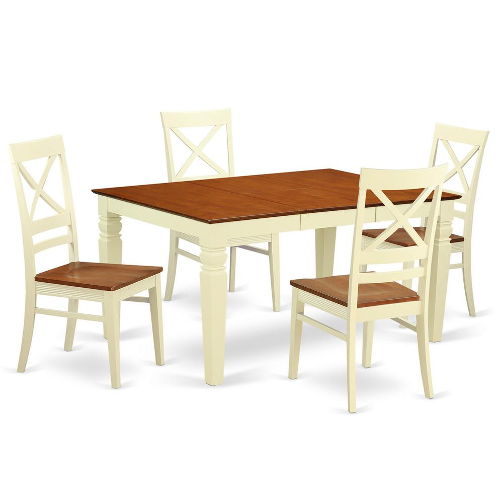 5  Pc  Kitchen  table  set  with  a  Dinning  Table  and  4  Wood  Dining  Chairs  in  Buttermilk  and  Cherry. Picture 2
