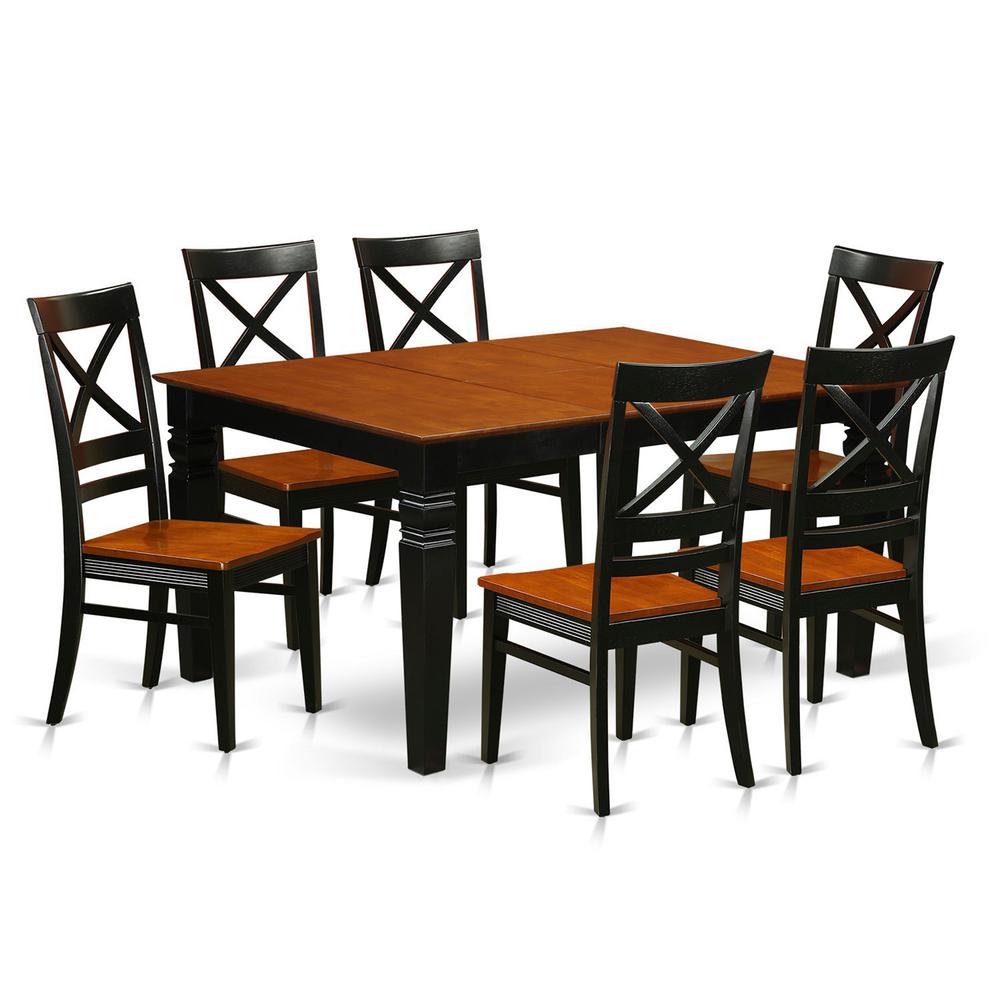 7  Pc  Dining  set  with  a  Kitchen  Table  and  6  Wood  Dining  Chairs  in  Black. Picture 2