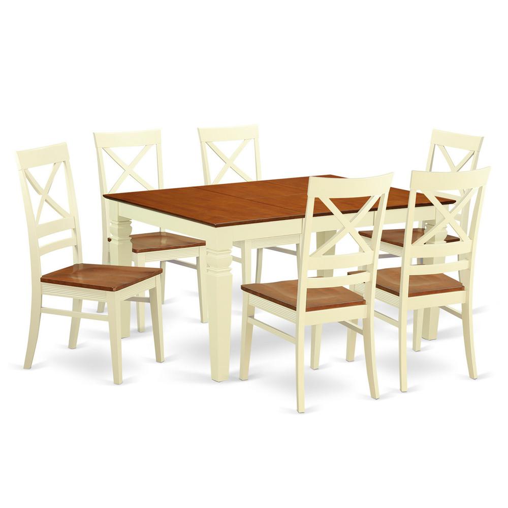 7  Pc  Kitchen  table  set  with  a  Dinning  Table  and  6  Wood  Dining  Chairs  in  Buttermilk  and  Cherry. Picture 2