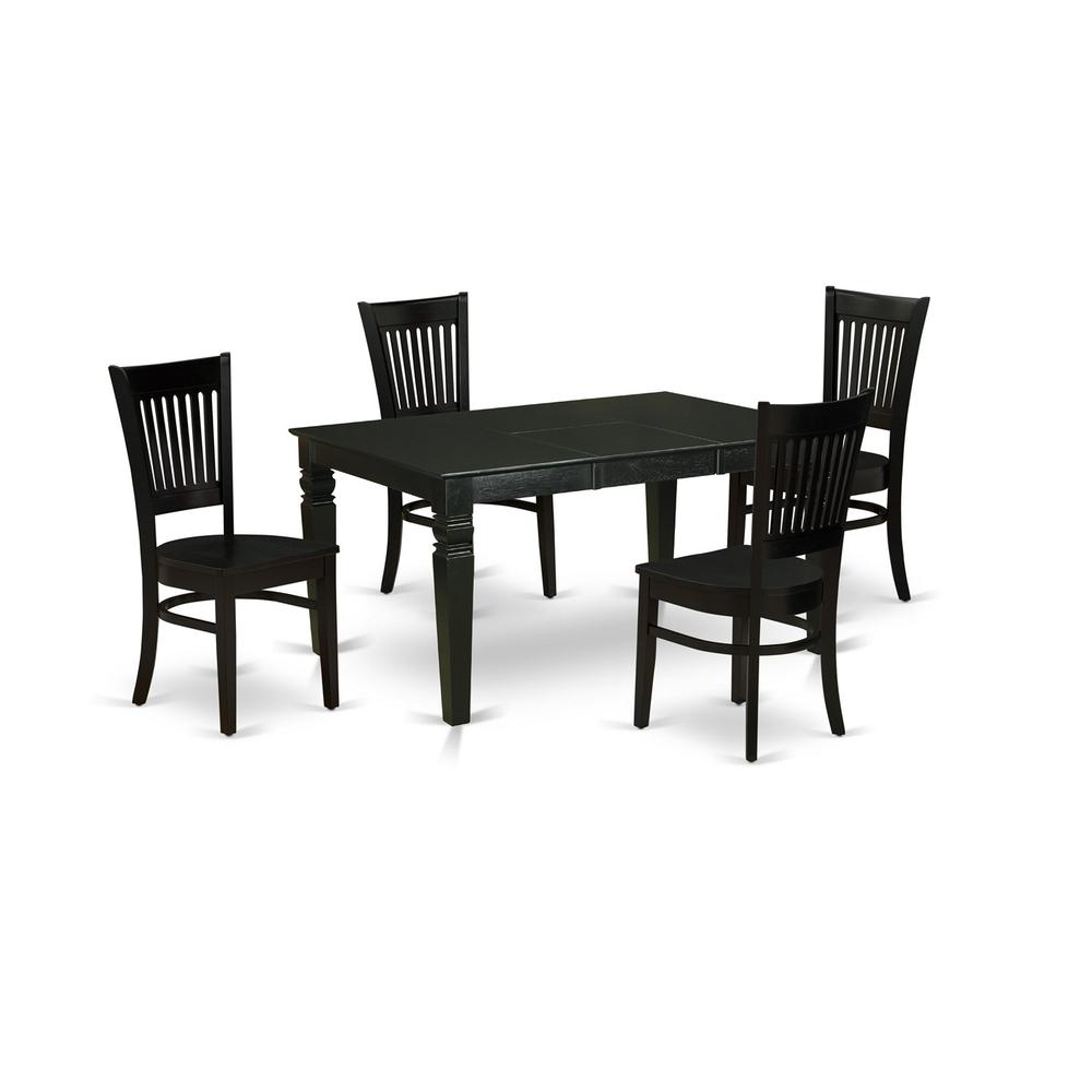 Dining Table- Table Leg Dining Chairs, WEVA5-BLK-W. Picture 2