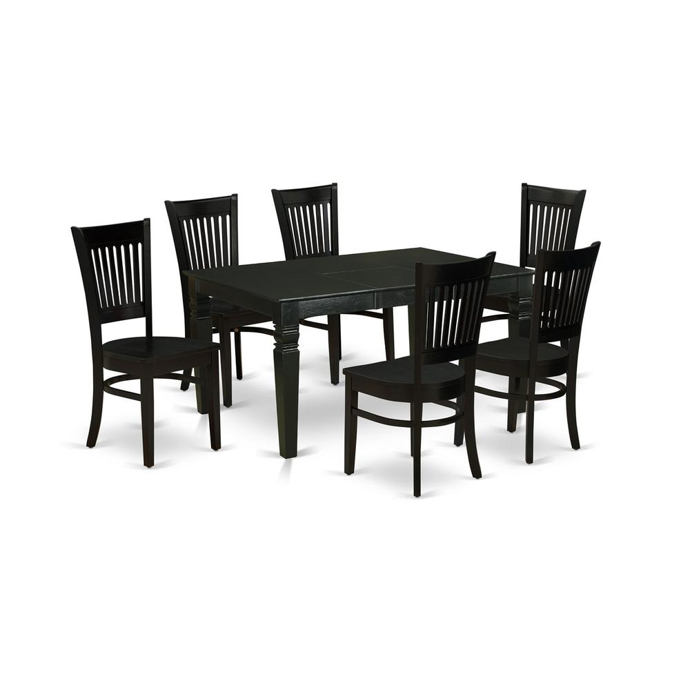 Dining Table- Table Leg Dining Chairs, WEVA7-BLK-W. Picture 2
