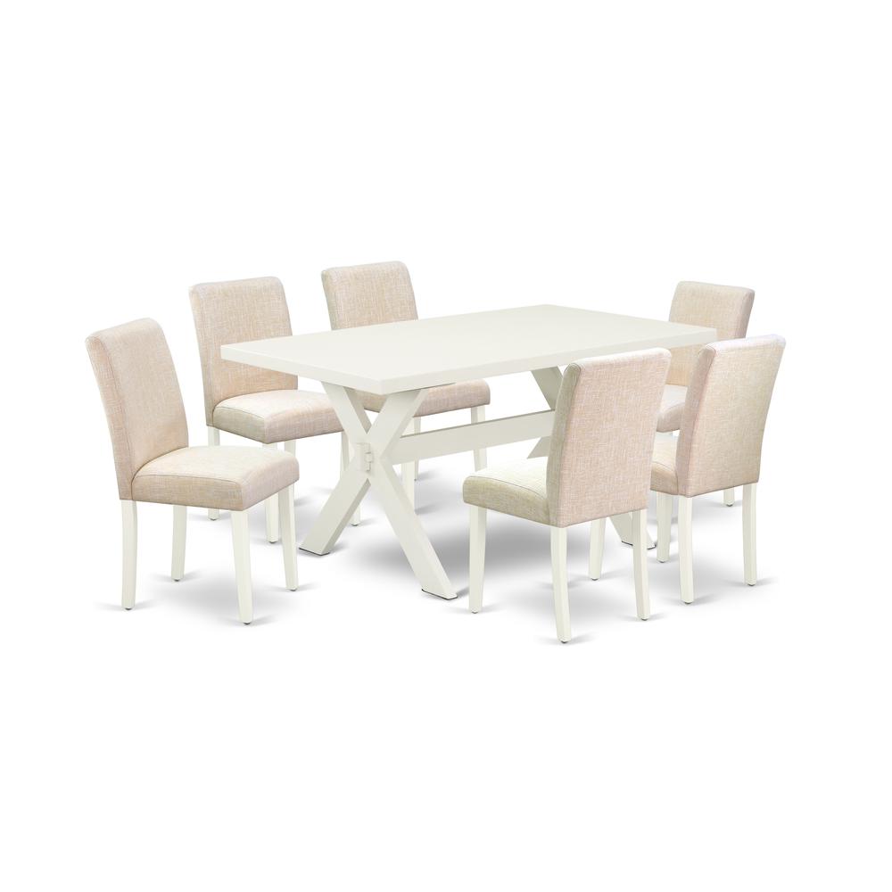 East West Furniture X026aB202-7 - 7-Piece Dinette Set - 6 Parson Chairs and a Rectangular Dinette Table Hardwood Structure. Picture 1