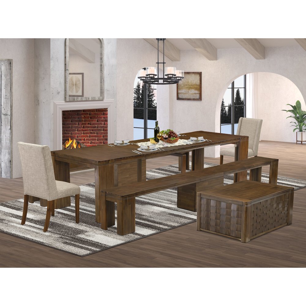 6 Pieces Extendable Dining Set Includes a Rectangle Kitchen Table. Picture 2