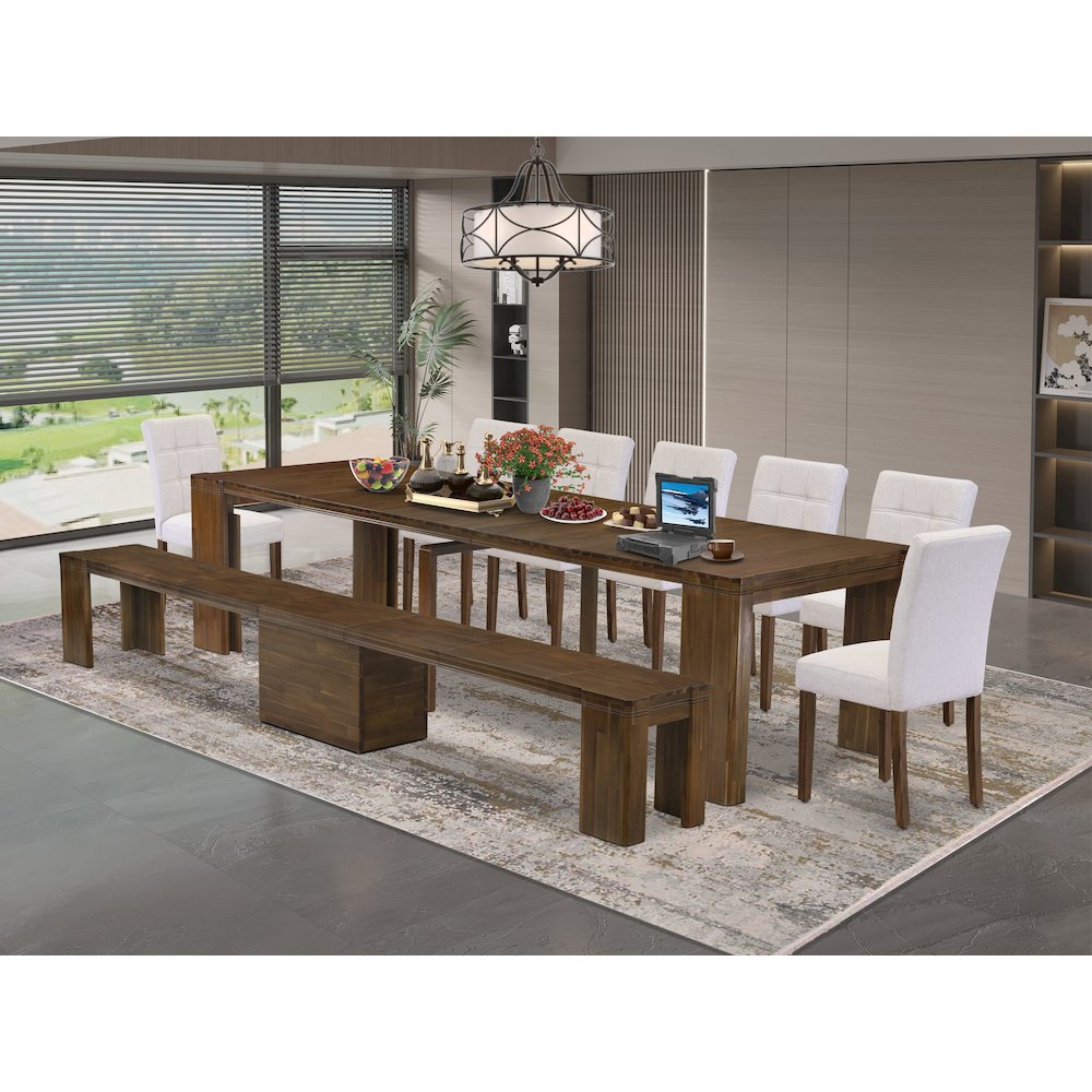 9 Pieces Extendable Dining Set Includes a Rectangle Kitchen Table. Picture 2