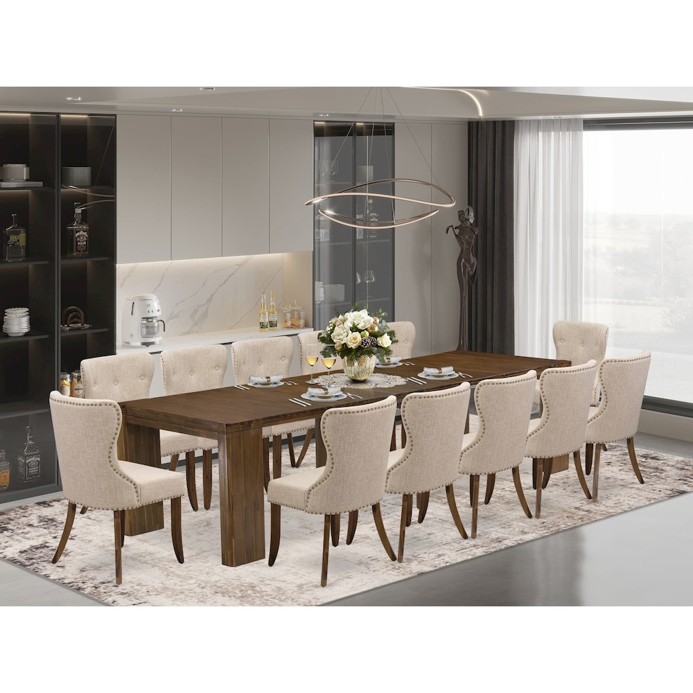 13 Pieces Extendable Dining Set Includes a Rectangle Kitchen Table. Picture 2