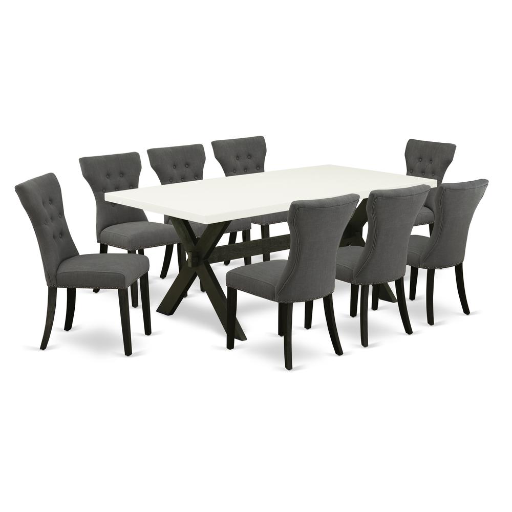 East West Furniture X627Ga650-9 - 9-Piece Dining Table Set - 8 Parson Dining Chairs and Dining Table Hardwood Frame. Picture 1