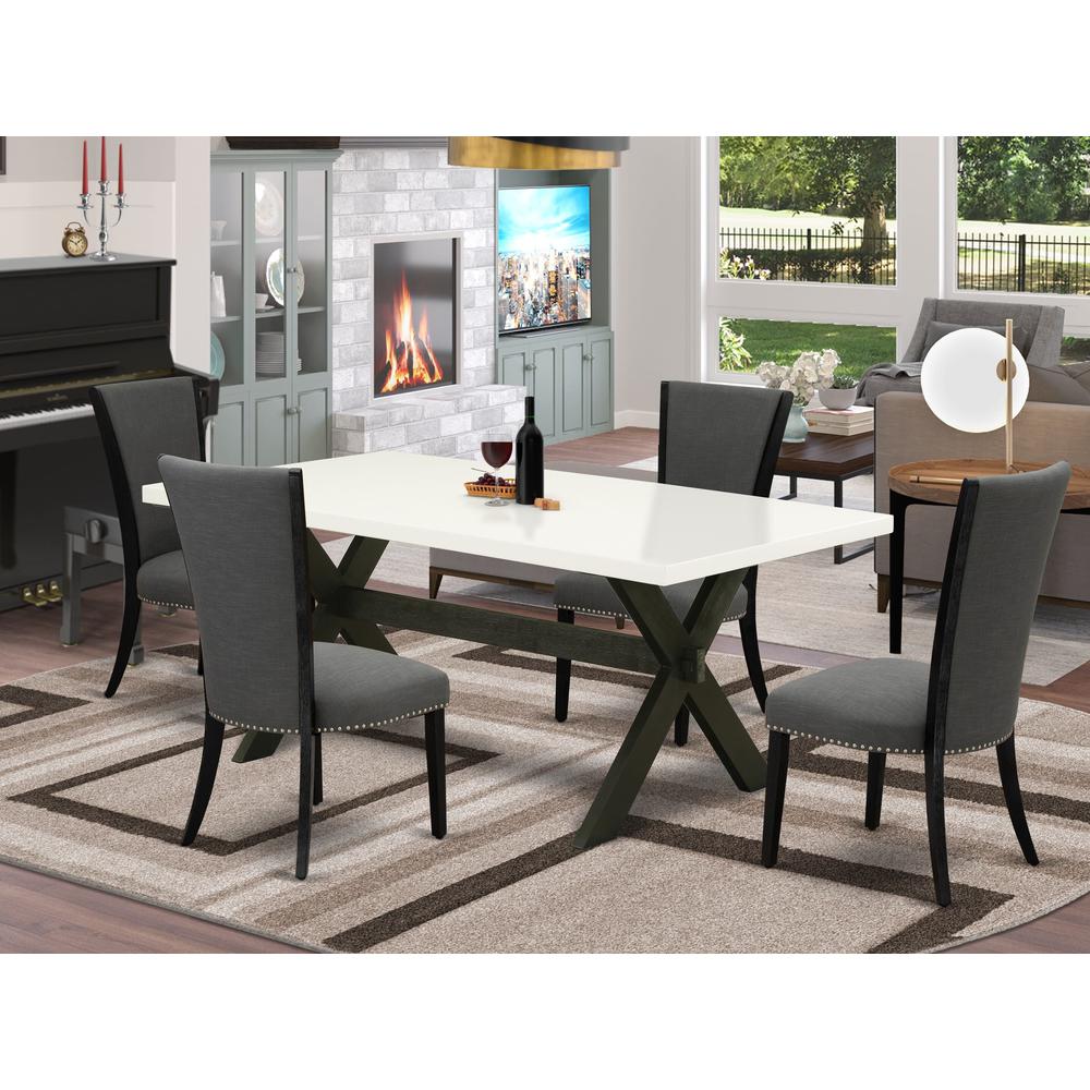 5 Piece Set Includes a Rectangle Dining Room Table with X-Legs. Picture 13