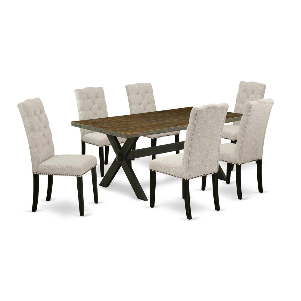 East West Furniture X677EL635-7 - 7-Piece Dining Table Set - 6 Parson Chairs and Dining Room Table Solid Wood Frame. Picture 1