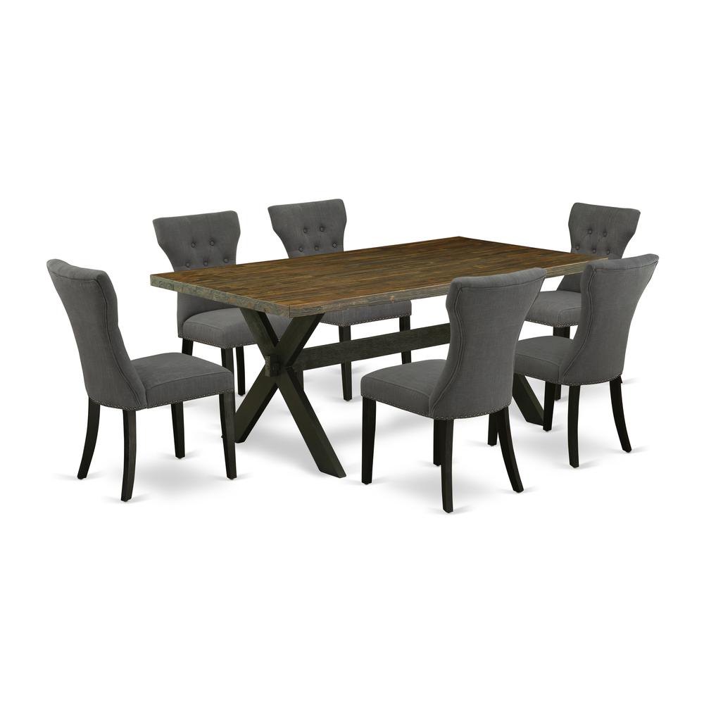 East West Furniture X677Ga650-7 - 7-Piece Kitchen Dining Table Set - 6 Dining Chairs and Dinette Table Hardwood Frame. Picture 1
