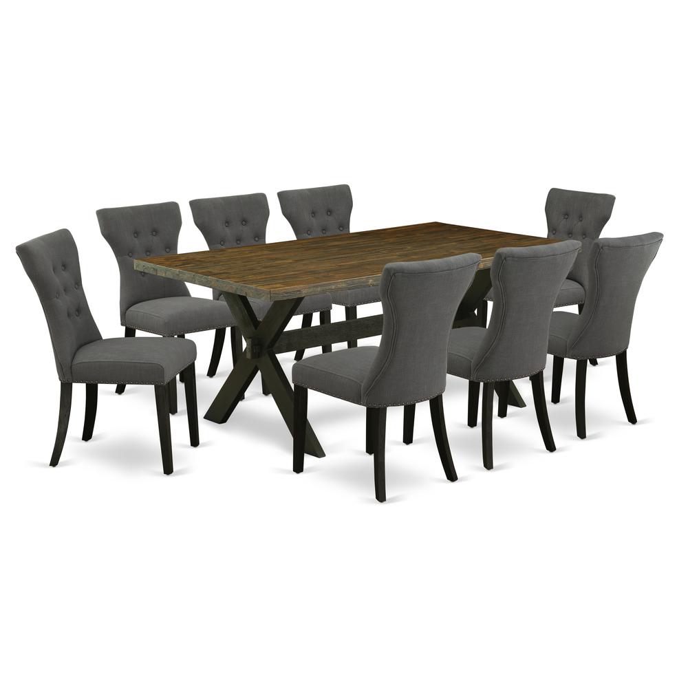 East West Furniture X677Ga650-9 - 9-Piece Dining Room Table Set - 8 Parson Chairs and Table Hardwood Frame. Picture 1