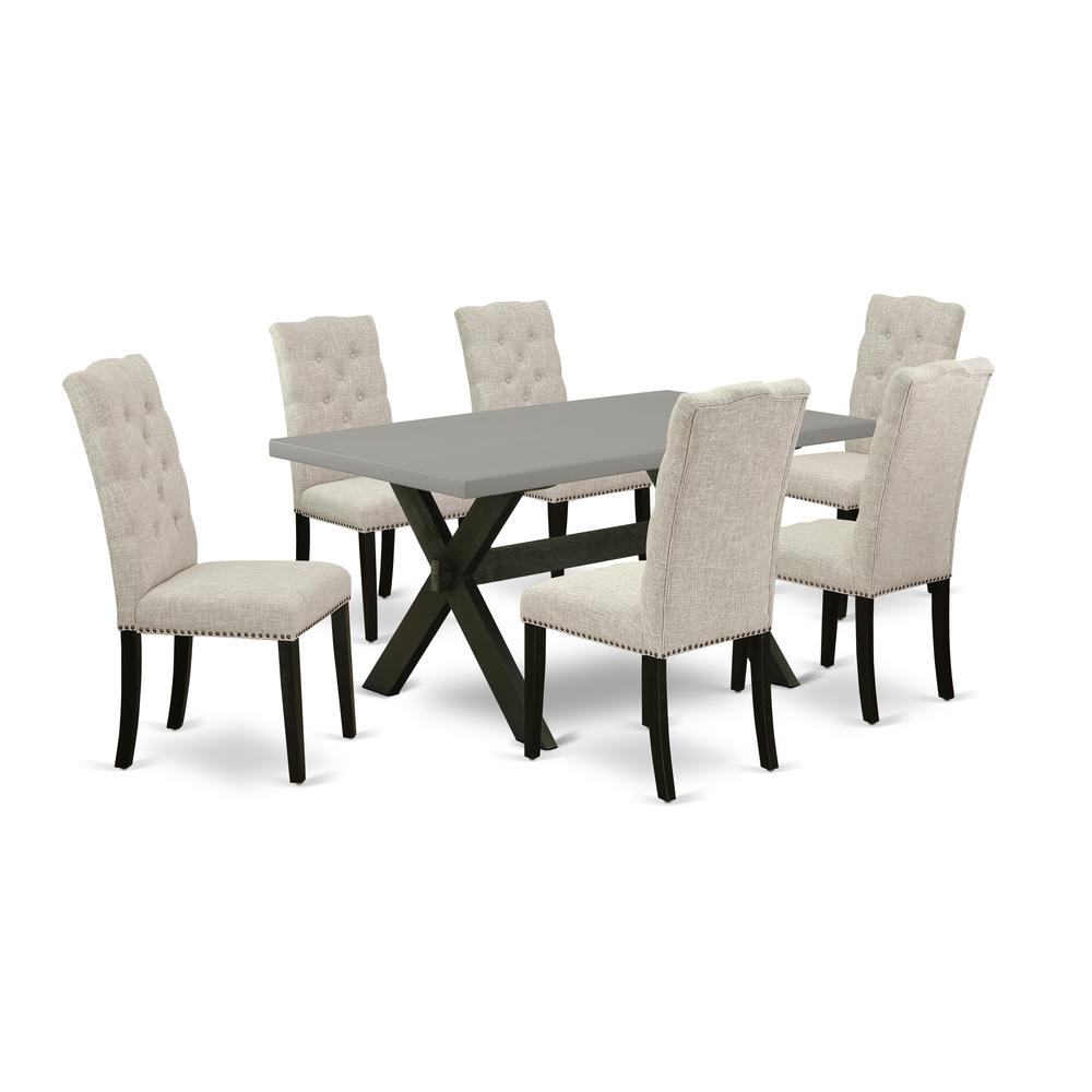 East West Furniture X696EL635-7 - 7-Piece Dining Table Set - 6 Parson Chairs and Dining Room Table Solid Wood Frame. Picture 1
