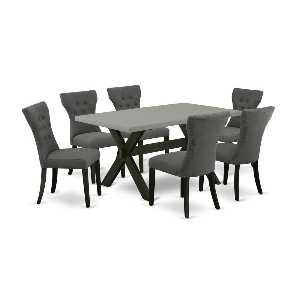 East West Furniture X696Ga650-7 - 7-Piece Rectangular Dining Table Set - 6 Parson Chairs and a Rectangular Dining Table Hardwood Frame. Picture 1