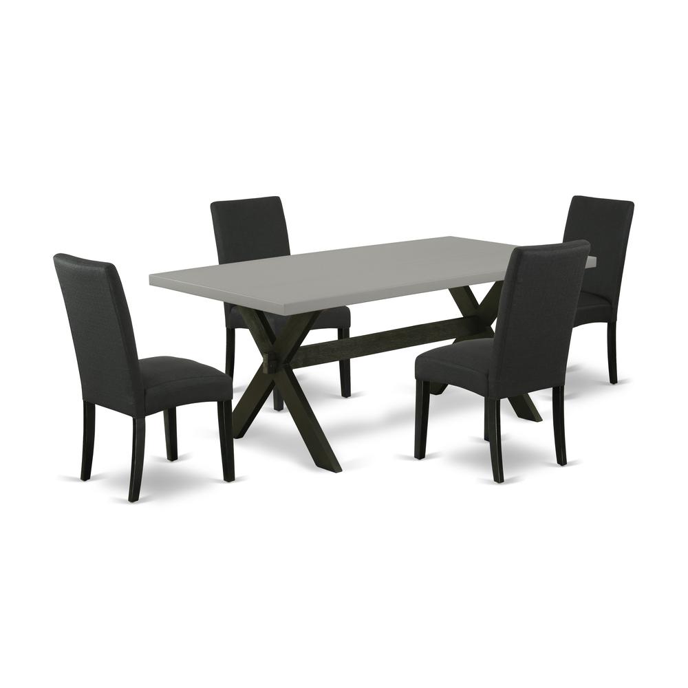East West Furniture X697DR124-5 - 5-Piece Dinette Set - 4 Parson Dining Chairs and Dining Table Solid Wood Structure. Picture 1
