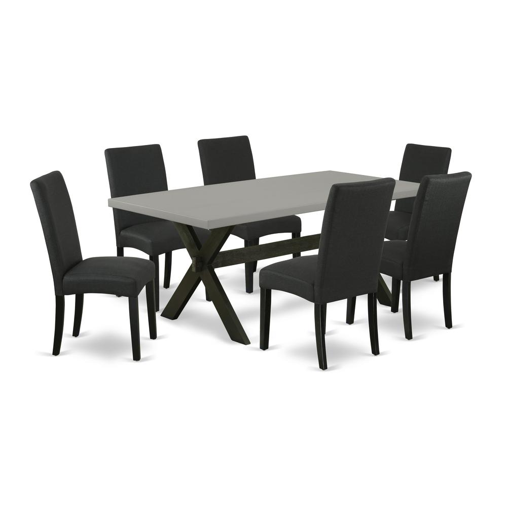 East West Furniture X697DR124-7 - 7-Piece Dining Room Table Set - 6 Parson Chairs and Table Hardwood Frame. Picture 1