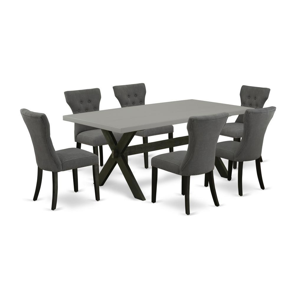 East West Furniture X697Ga650-7 - 7-Piece Rectangular Dining Table Set - 6 Parson Dining Room Chairs and Dinette Table Solid Wood Structure. Picture 1