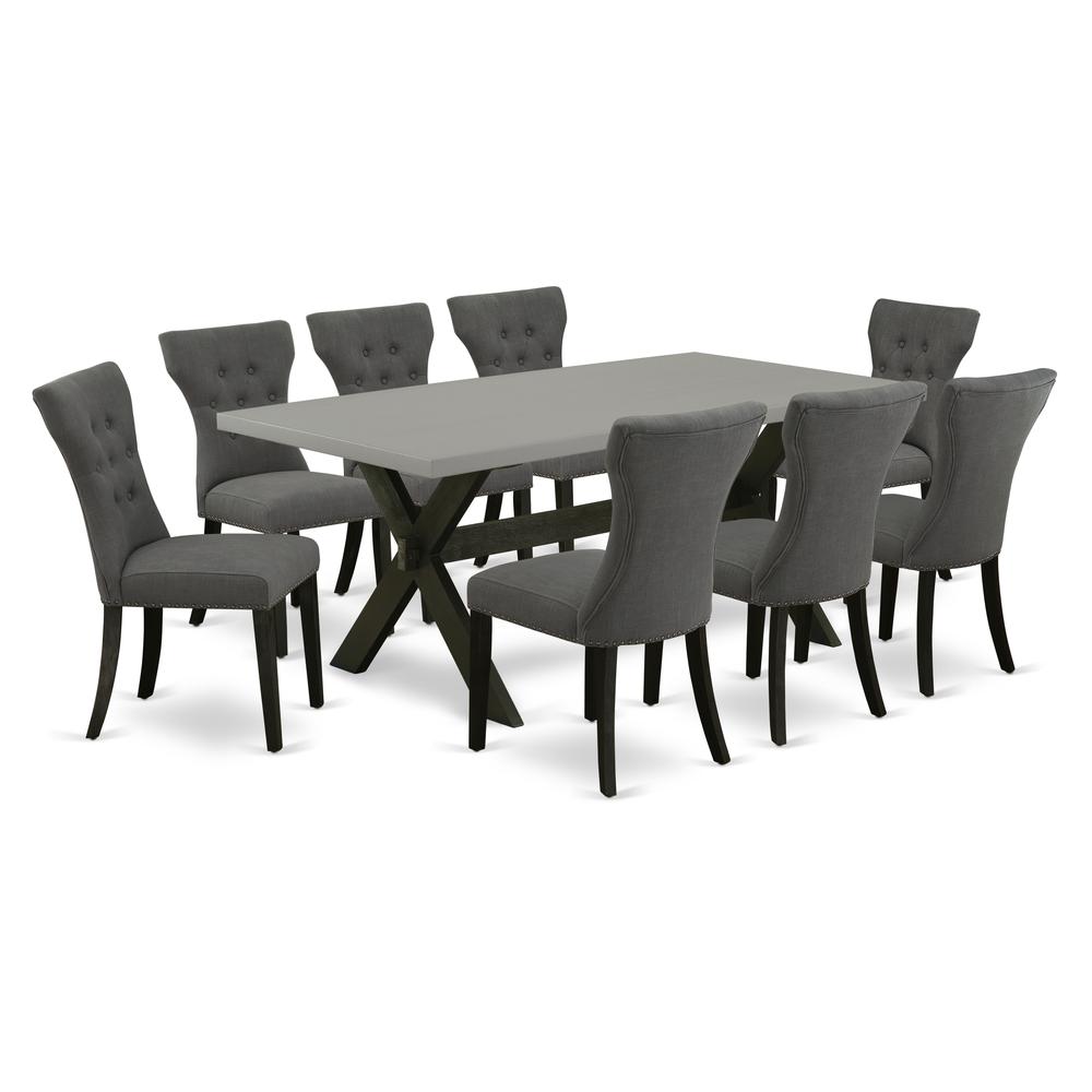 East West Furniture X697Ga650-9 - 9-Piece Dining Room Set - 8 Parson Chairs and a Rectangular Small Dining Table Hardwood Frame. Picture 1