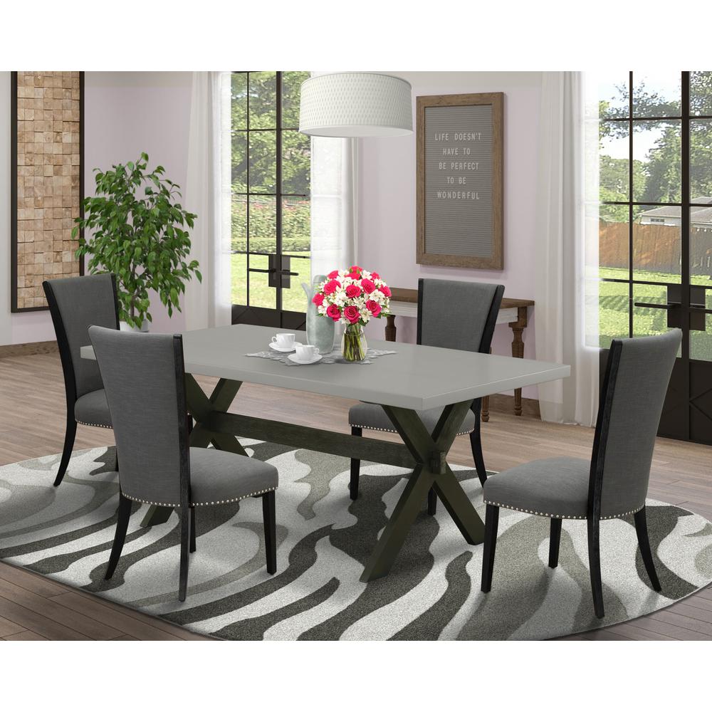 5 Piece Set Includes a Rectangle Kitchen Table with X-Legs. Picture 13