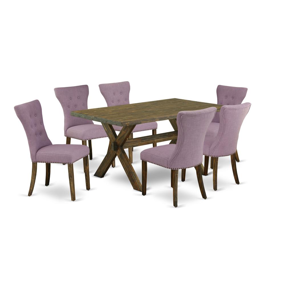 East West Furniture X776Ga740-7 - 7-Piece Kitchen Table Set - 6 Parson Chairs and Dinette Table Solid Wood Structure. Picture 1