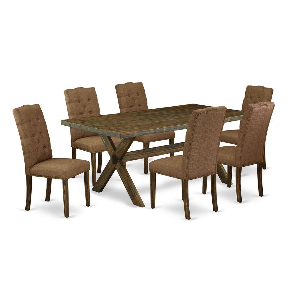 7-Piece Dinette Set - 6 Padded Parson Chair and a Living Room Table Hardwood Structure. Picture 1