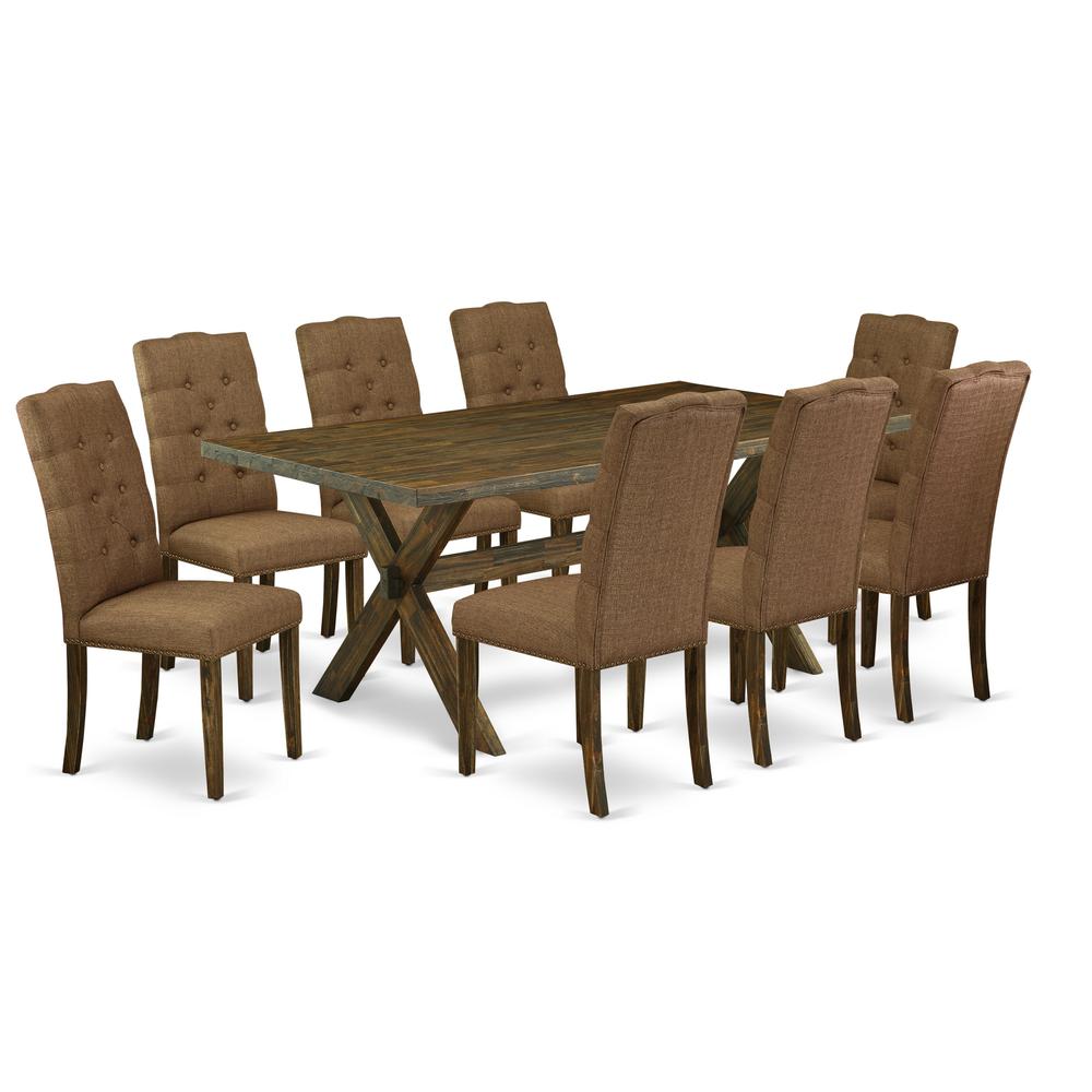 East West Furniture X777EL718-9 - 9-Piece Dining Room Set - 8 Parson Dining Chairs and Small Rectangular Table Hardwood Structure. Picture 1
